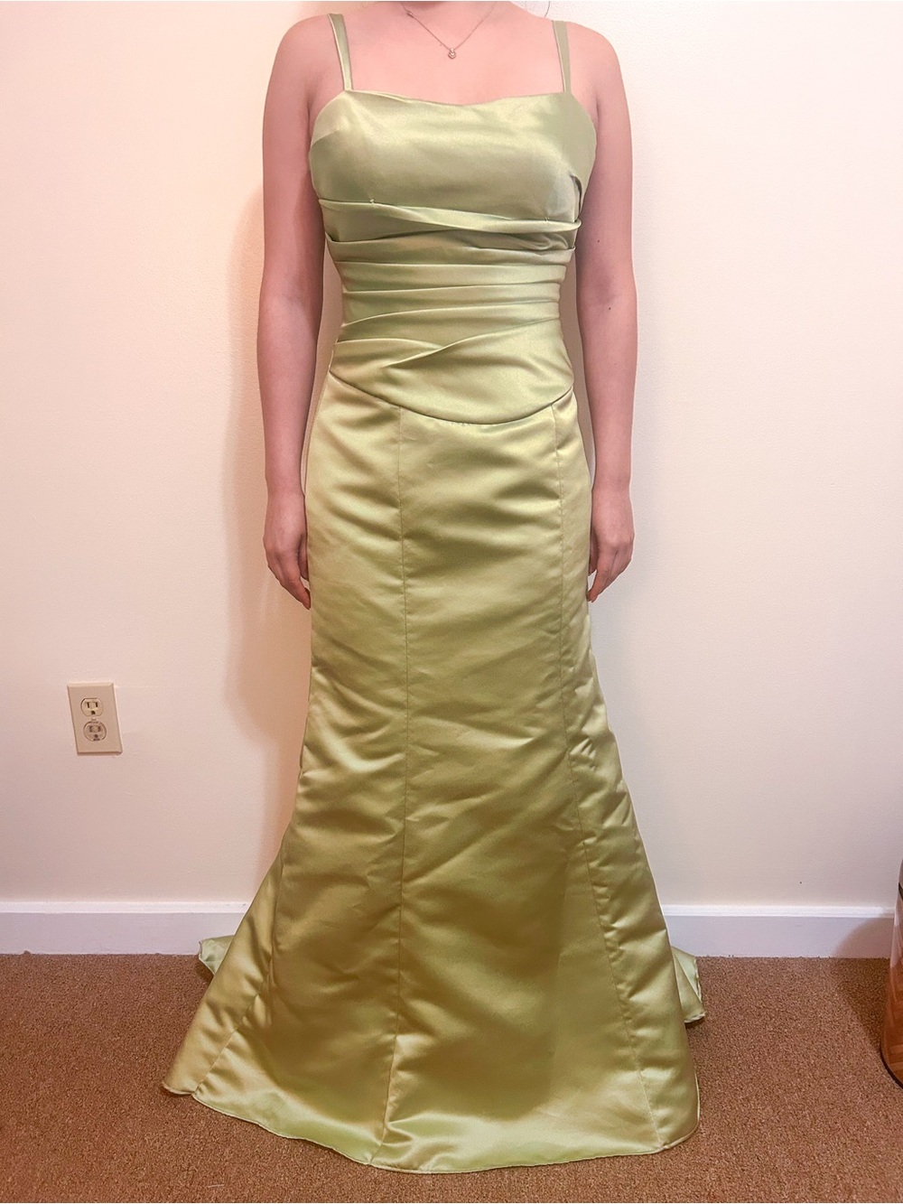 Bill Levkoff Satin Prom Gown in Light Green